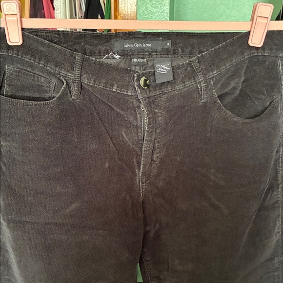 Calvin Klein women’s Dark Charcoal Corduroy Straight Pants - Picture 1 of 3